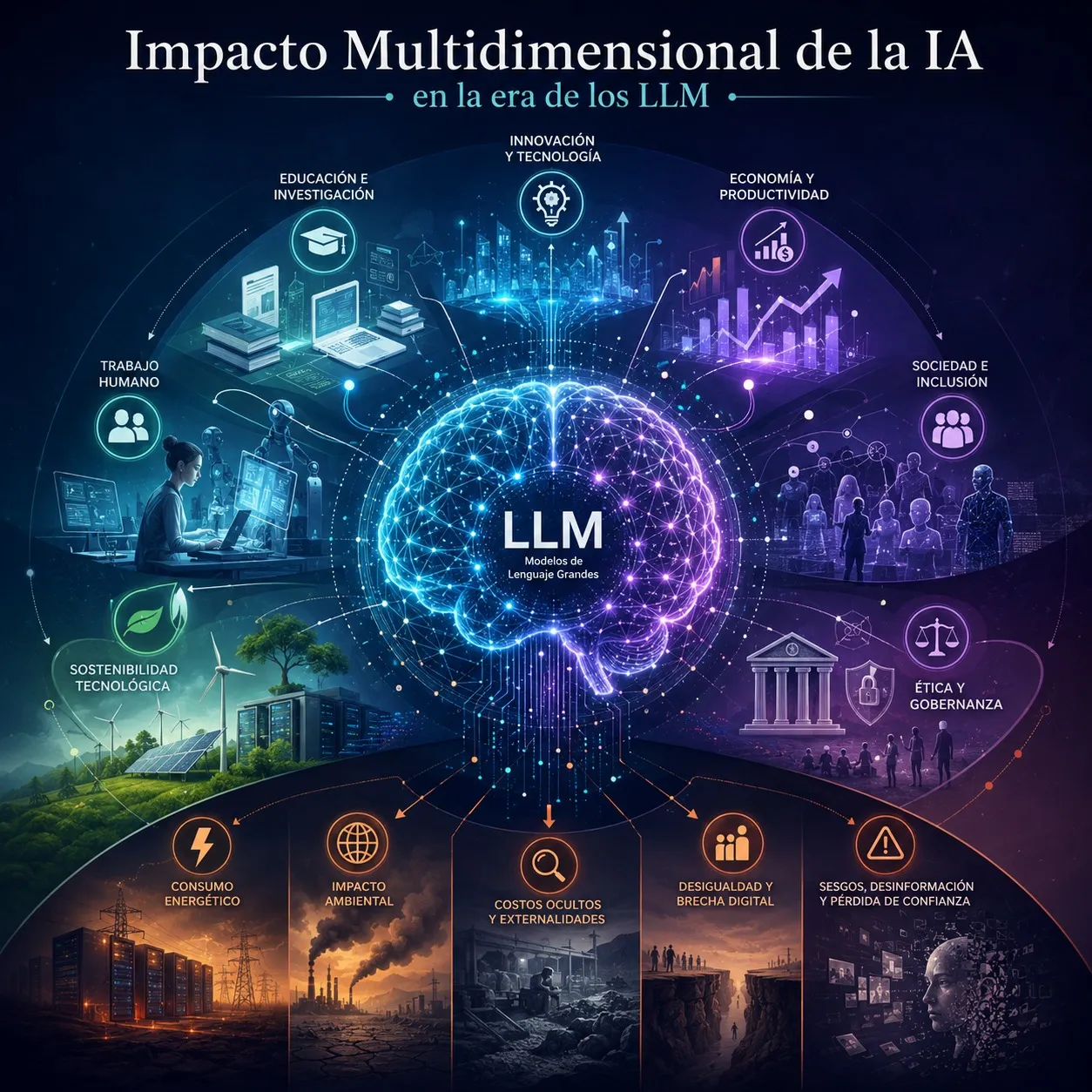 Impacto Multidimensional de la Inteligencia Artificial en la Era de los LLM